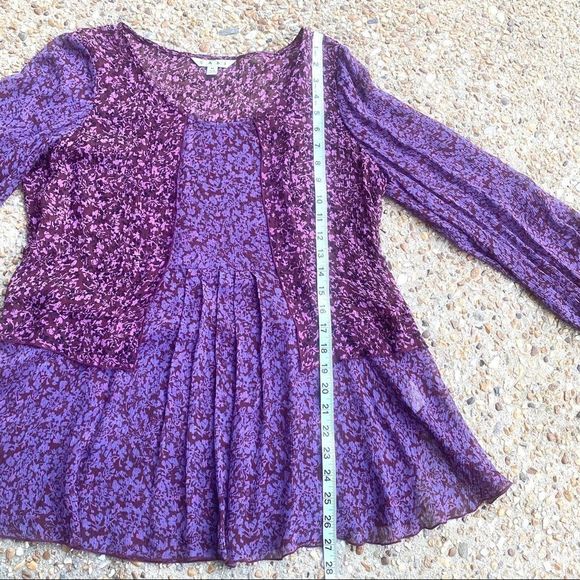 Cabi 823 Silk Purple Sonnet Sheer Floral Blouse Size M - Picture 3 of 9